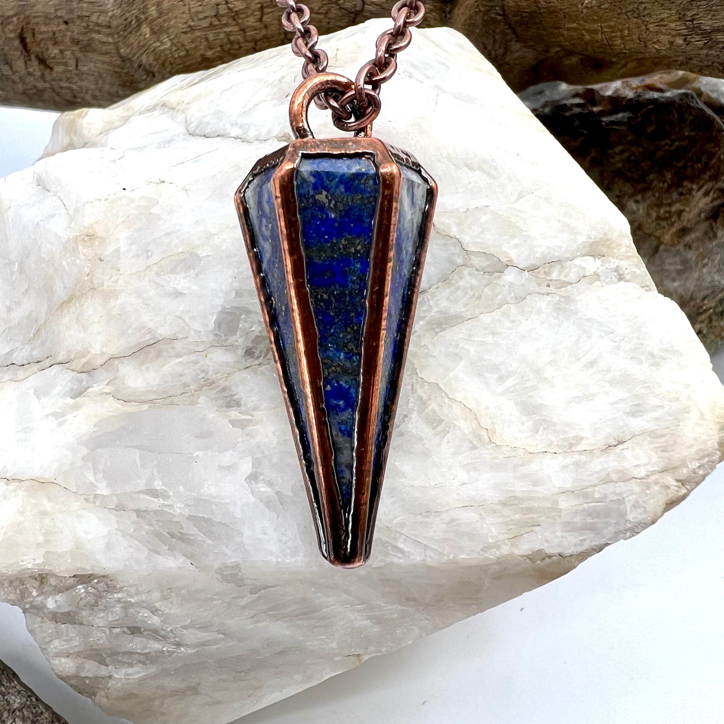 Lapis Lazuli Pendulum Necklace - Copper Electroformed