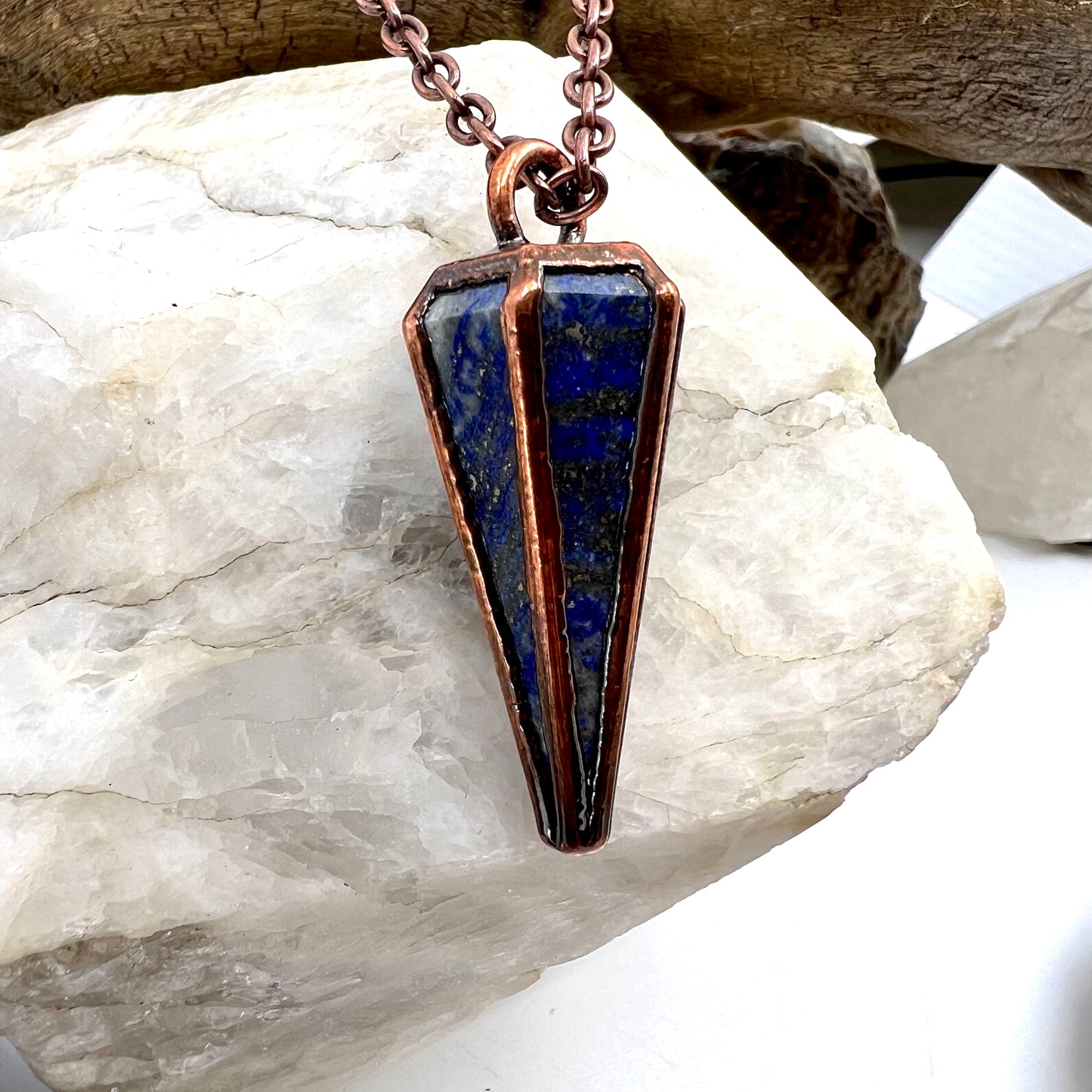 Lapis Lazuli Pendulum Necklace - Copper Electroformed