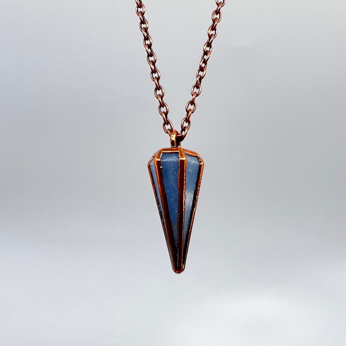 Blue Calcite Pendulum Necklace - Copper Electroformed