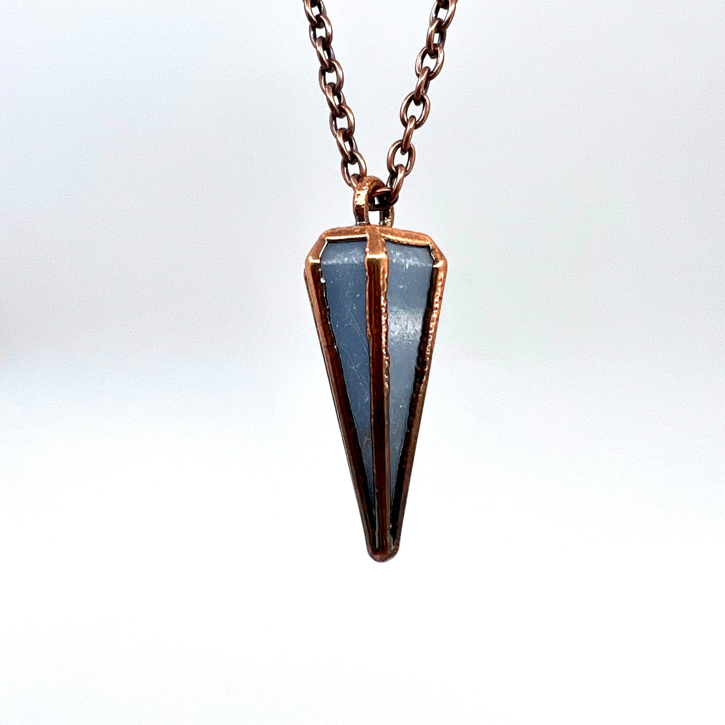 Blue Calcite Pendulum Necklace - Copper Electroformed