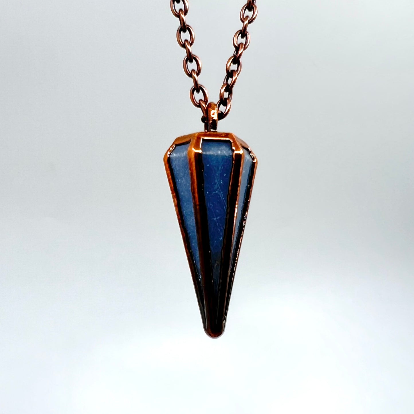 Blue Calcite Pendulum Necklace - Copper Electroformed