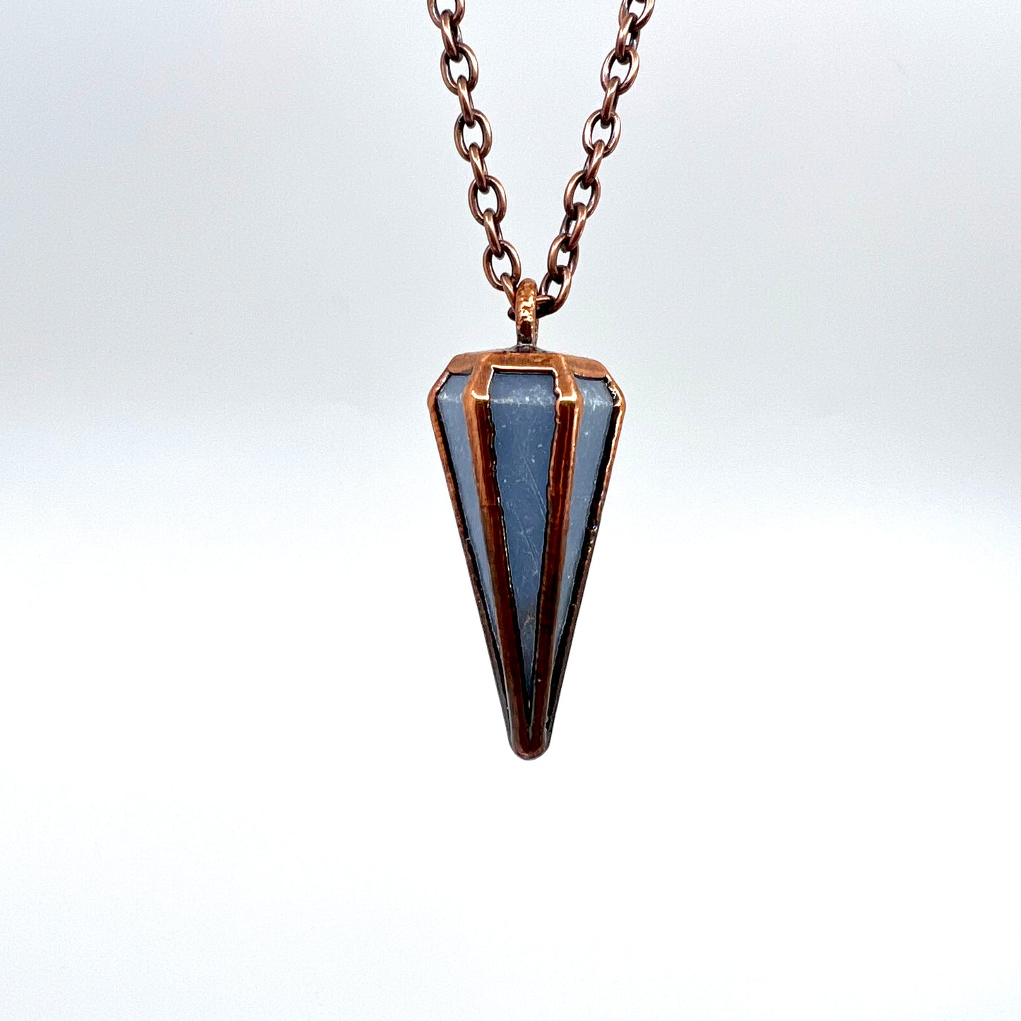 Blue Calcite Pendulum Necklace - Copper Electroformed