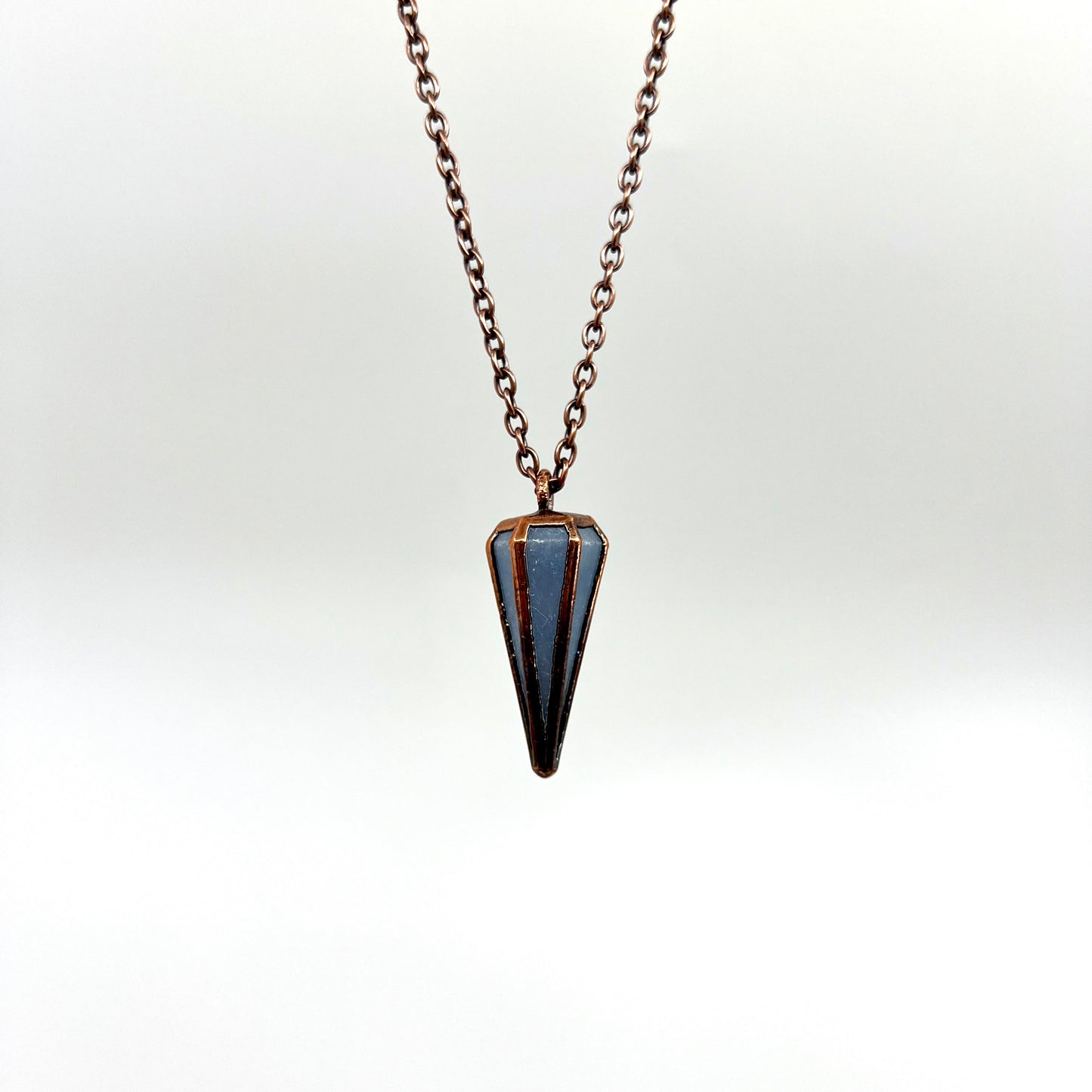 Blue Calcite Pendulum Necklace - Copper Electroformed