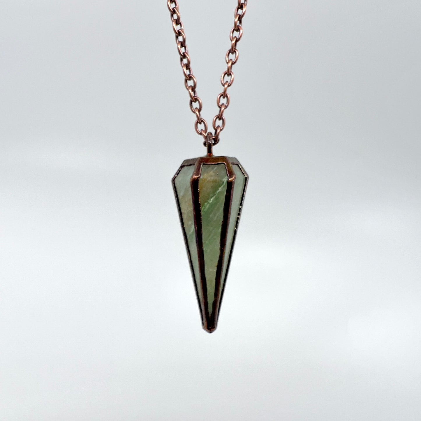 Aventurine Pendulum Necklace - Copper Electroformed