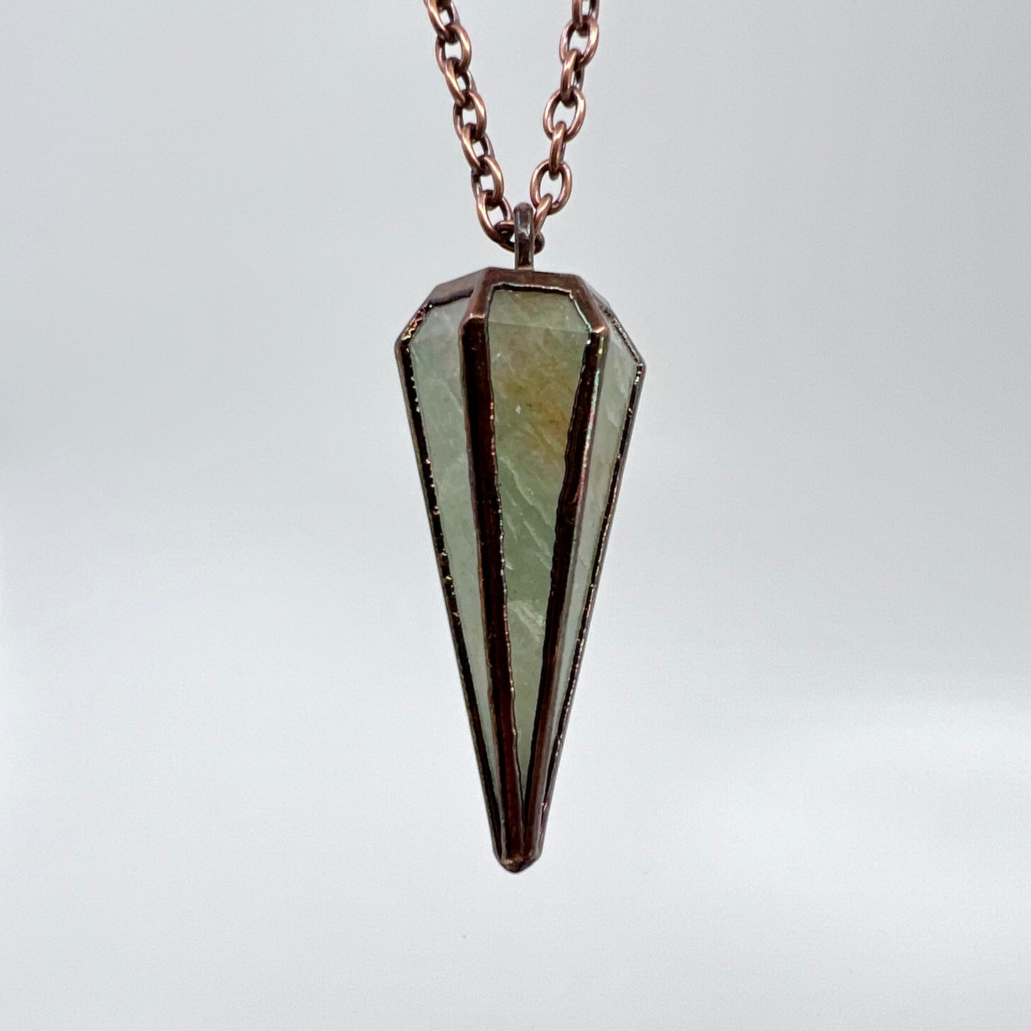 Aventurine Pendulum Necklace - Copper Electroformed