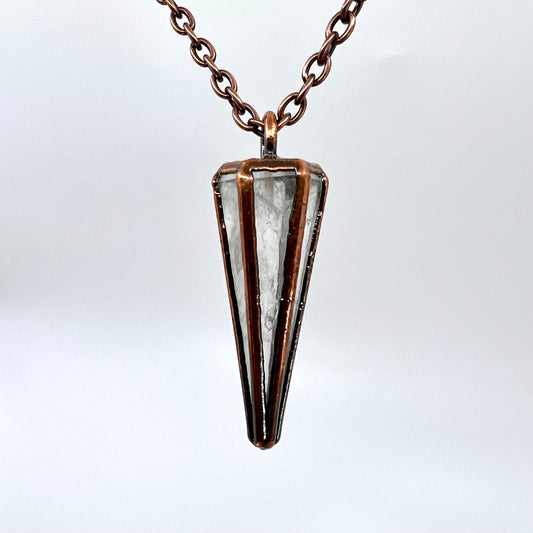 Clear Quartz Pendulum Necklace - Copper Electroformed