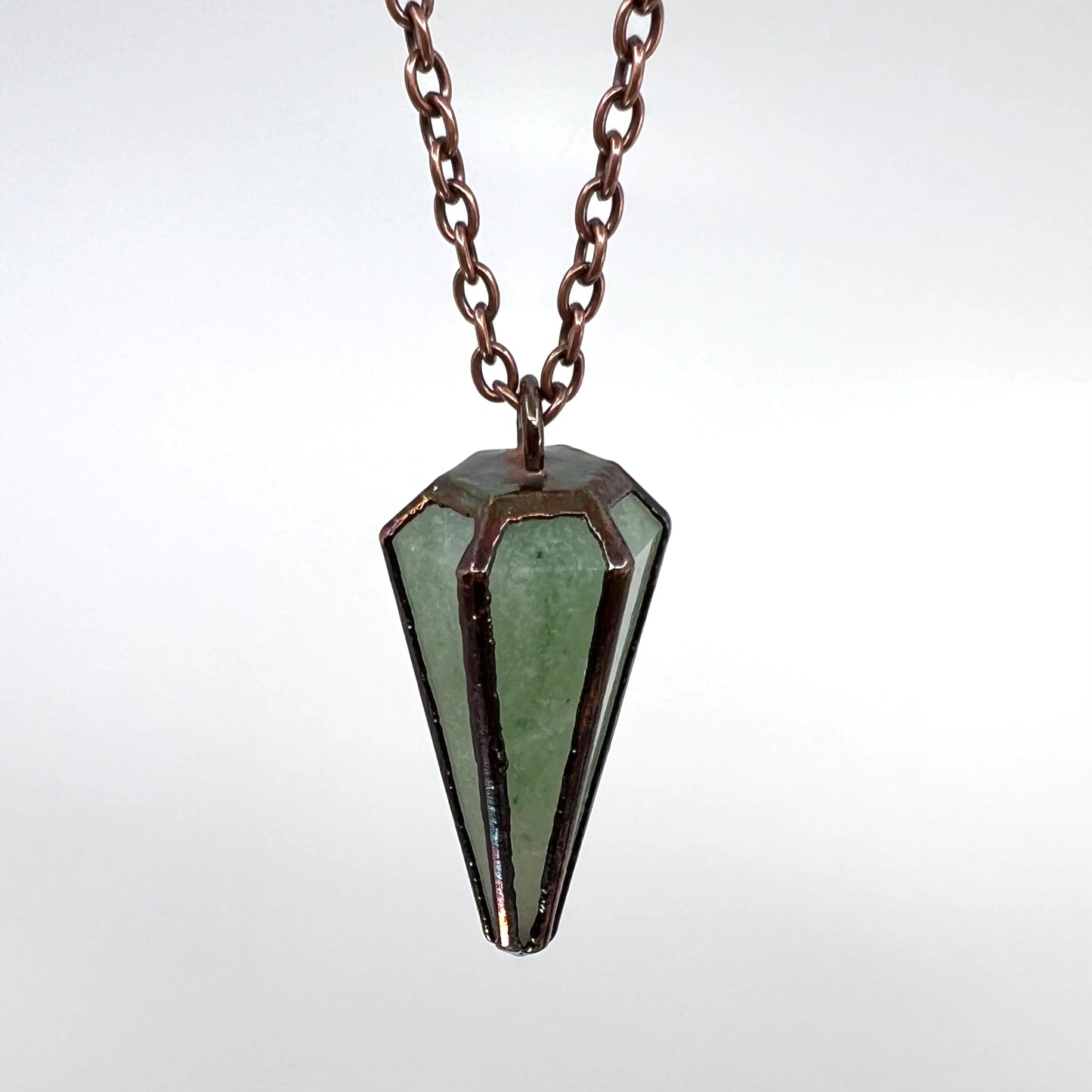 Aventurine Pendulum Necklace - Copper Electroformed