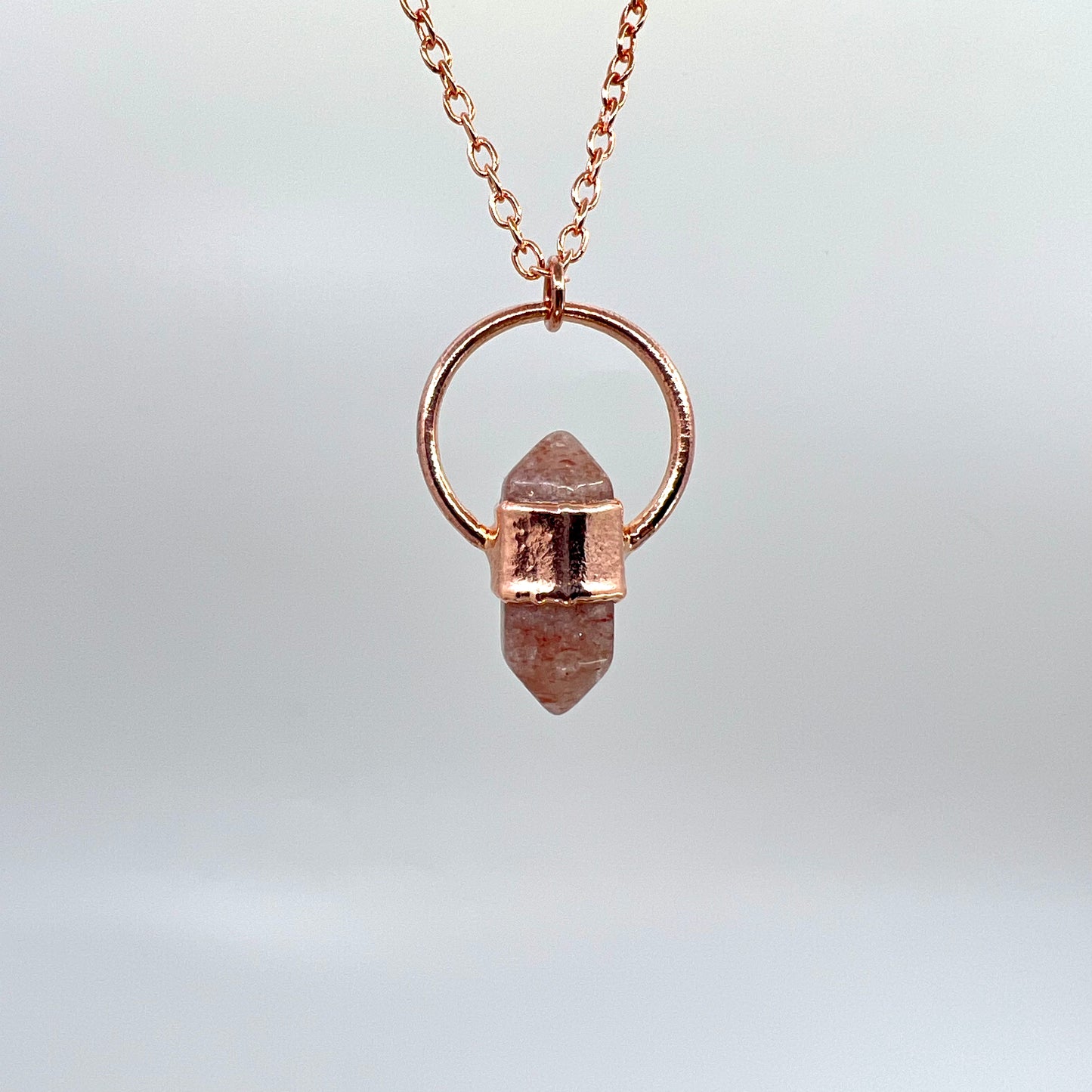 Mini Double Terminated Strawberry Quartz Necklace - Copper Electroformed