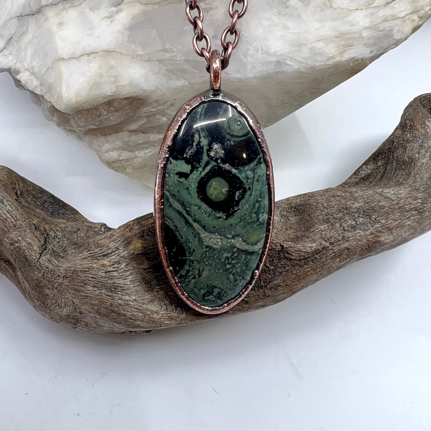 Kambaba Jasper Necklace -- Copper Electroformed