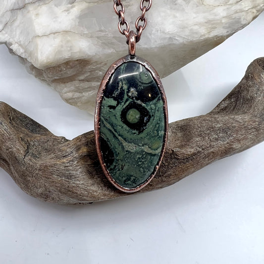 Kambaba Jasper Necklace -- Copper Electroformed