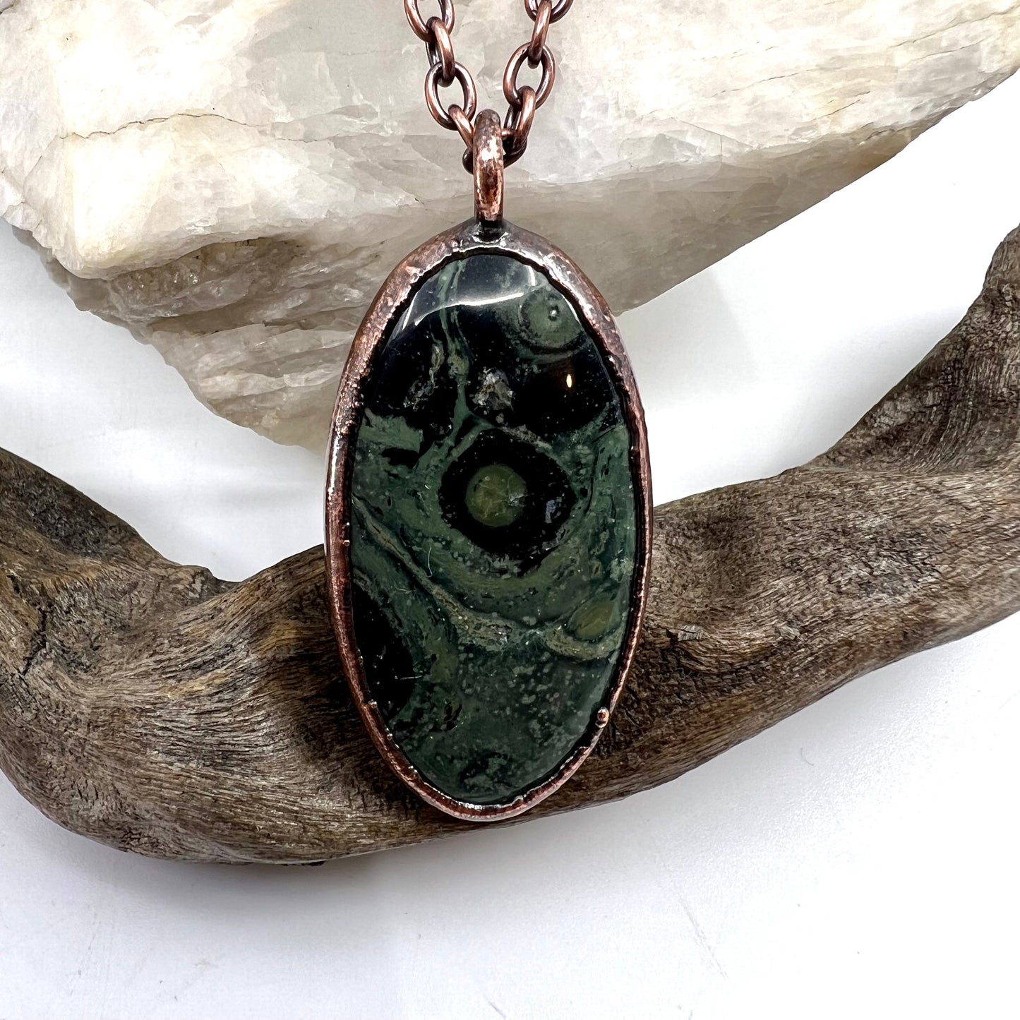 Kambaba Jasper Necklace -- Copper Electroformed