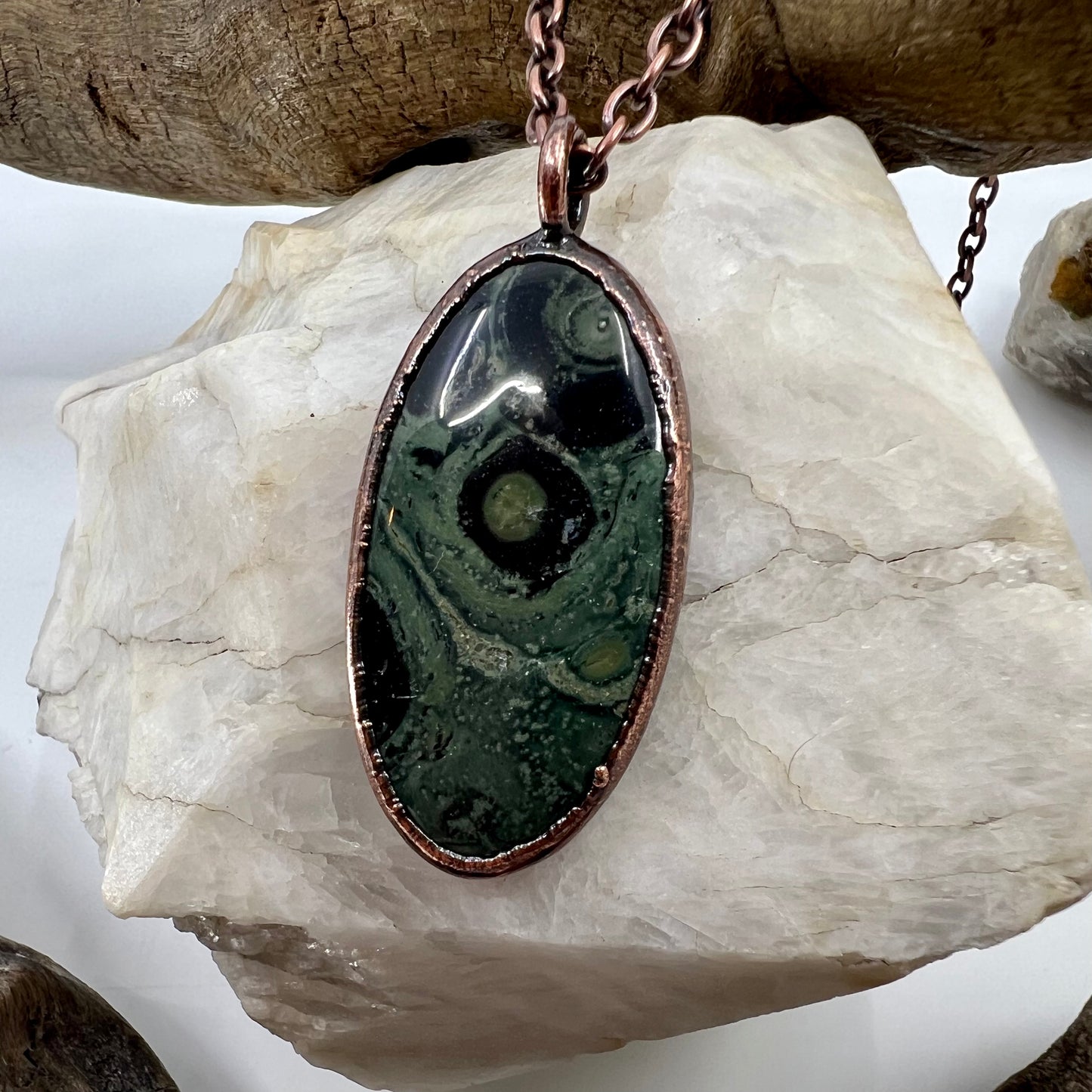 Kambaba Jasper Necklace -- Copper Electroformed