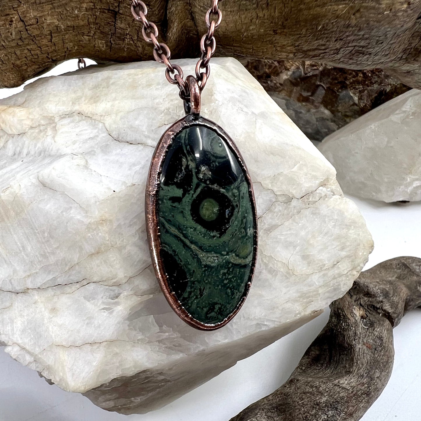 Kambaba Jasper Necklace -- Copper Electroformed