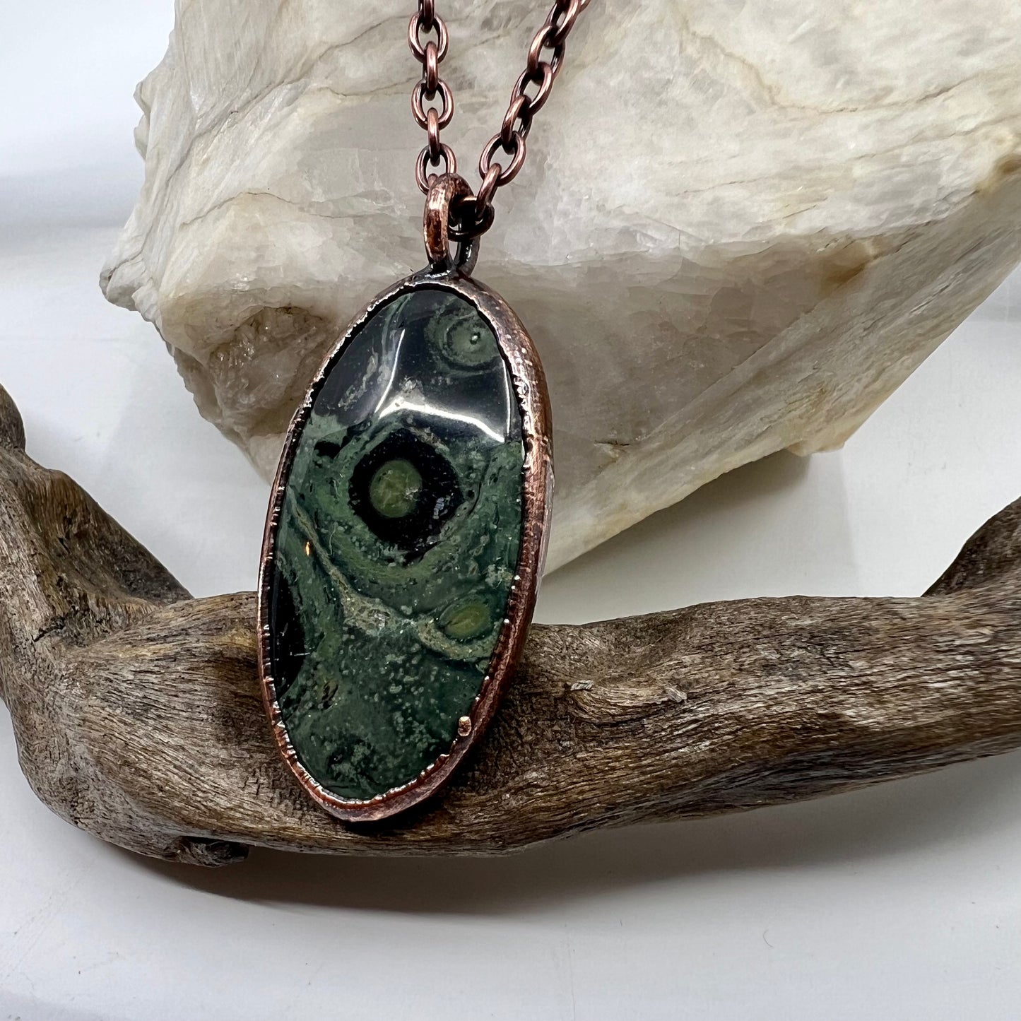 Kambaba Jasper Necklace -- Copper Electroformed