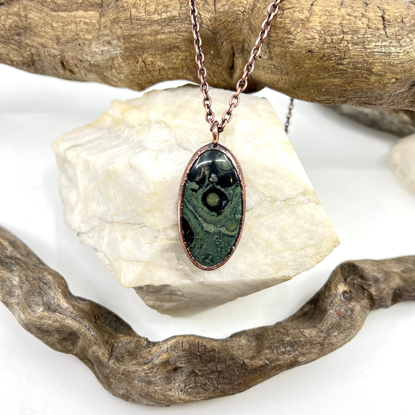 Kambaba Jasper Necklace -- Copper Electroformed