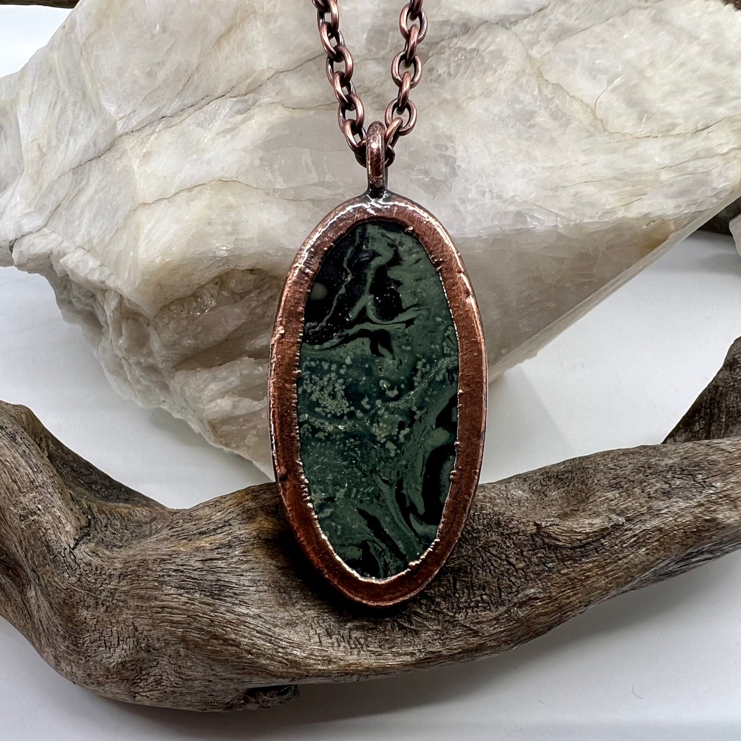 Kambaba Jasper Necklace -- Copper Electroformed