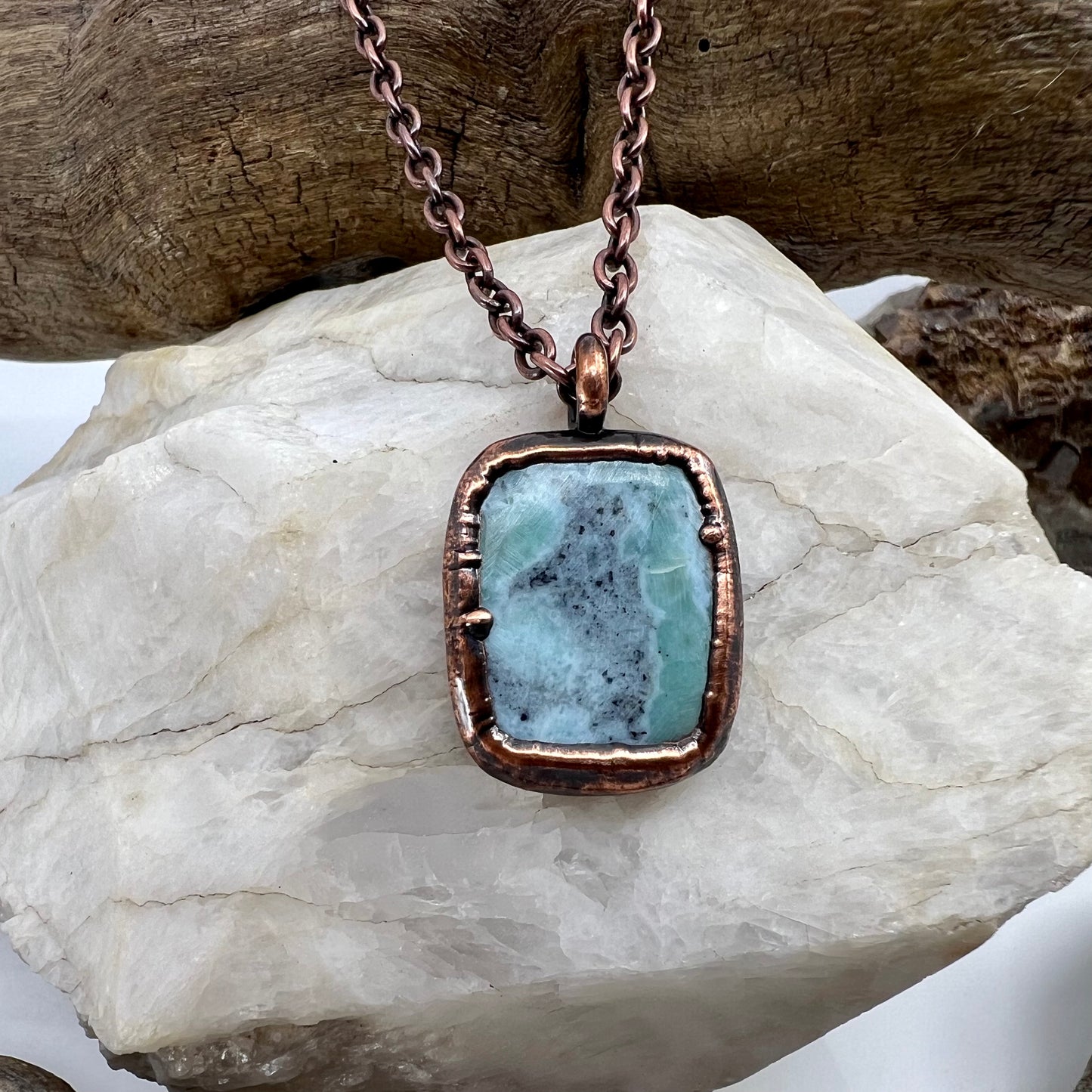 Larimar Necklace - Copper Electroformed