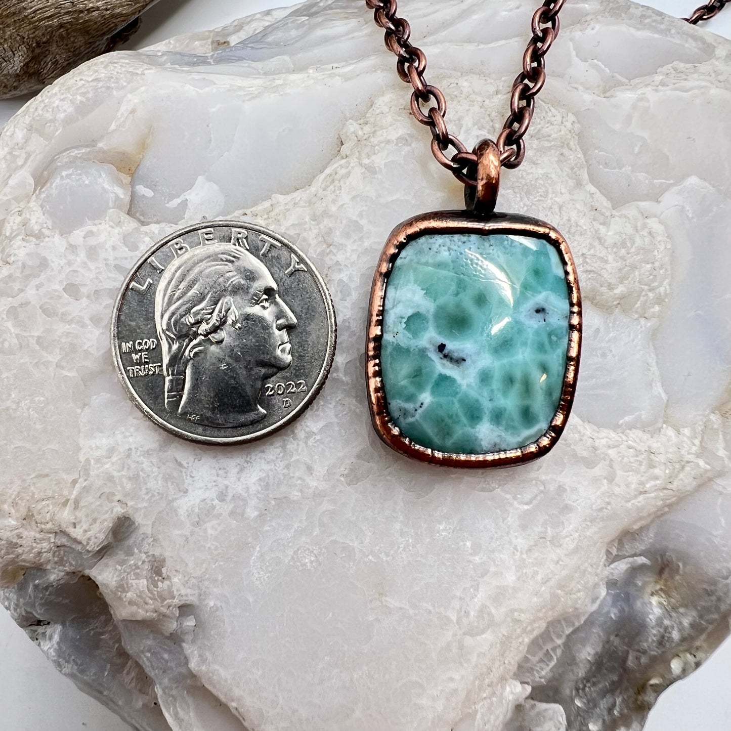 Larimar Necklace - Copper Electroformed