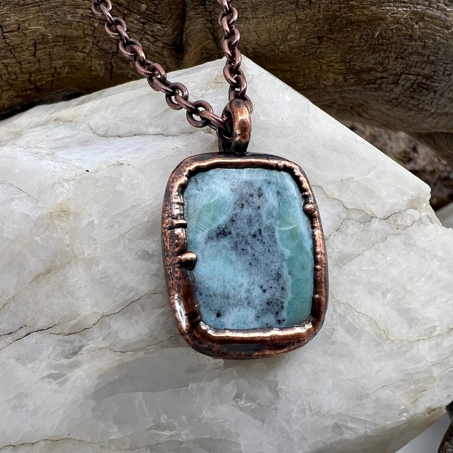 Larimar Necklace - Copper Electroformed