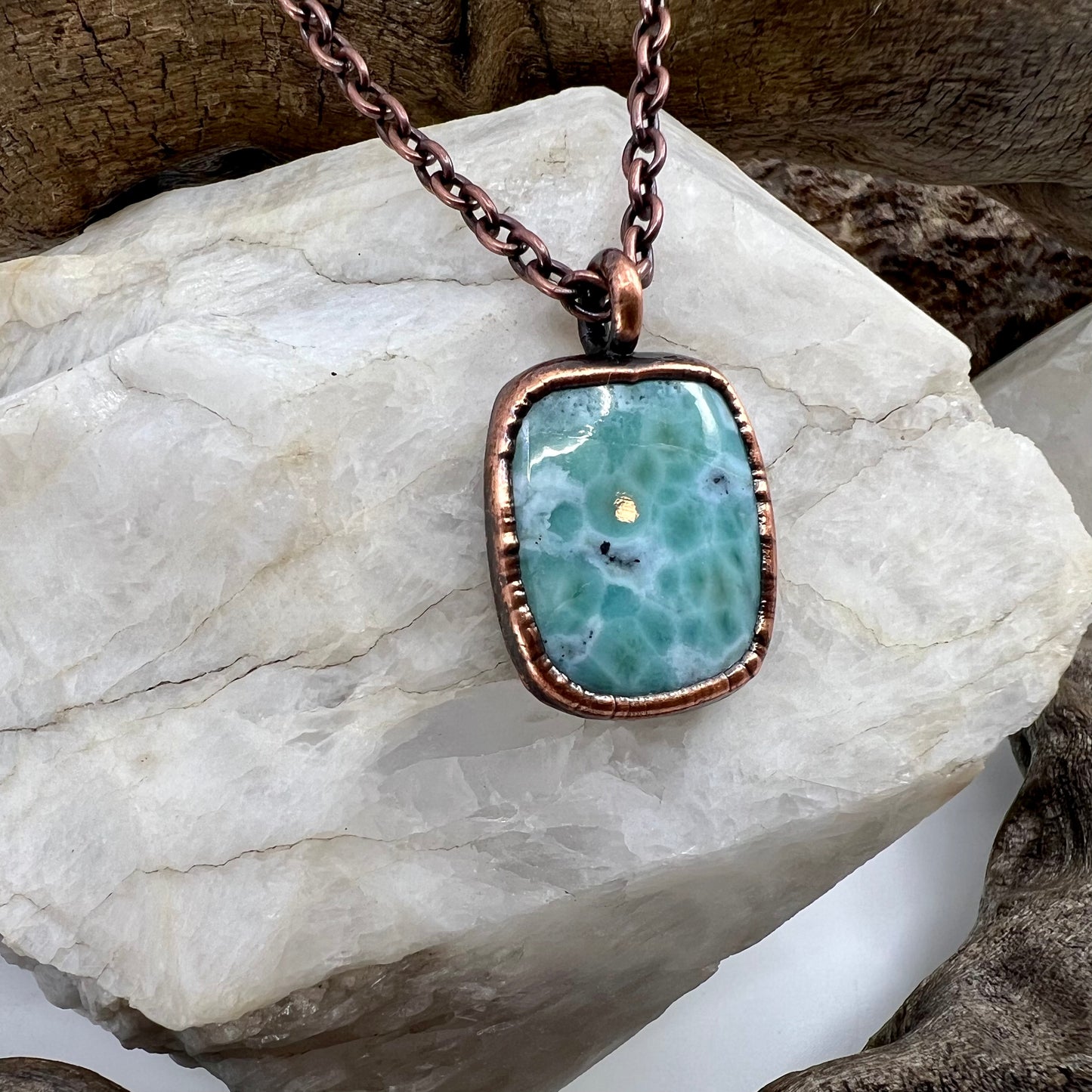 Larimar Necklace - Copper Electroformed