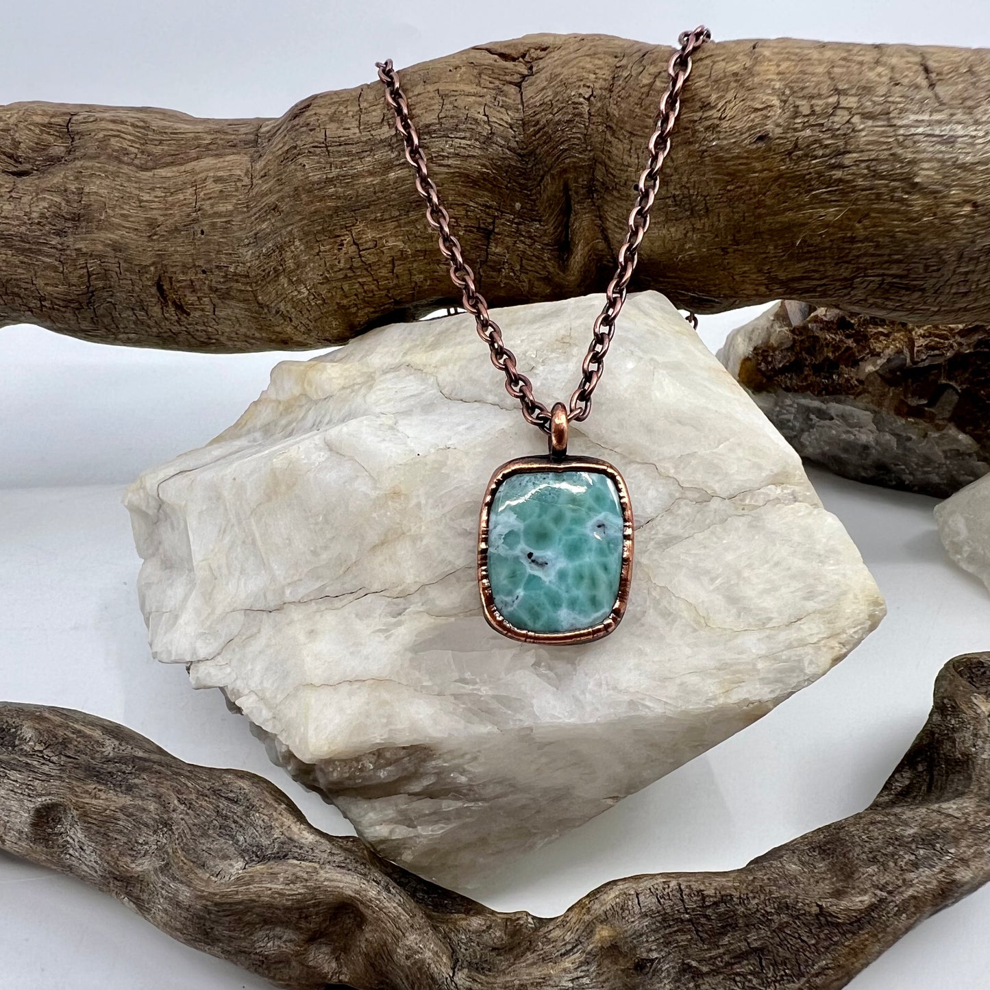 Larimar Necklace - Copper Electroformed