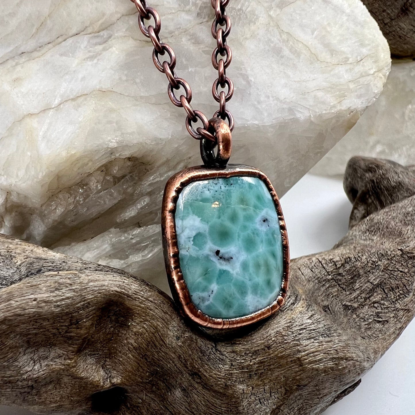 Larimar Necklace - Copper Electroformed