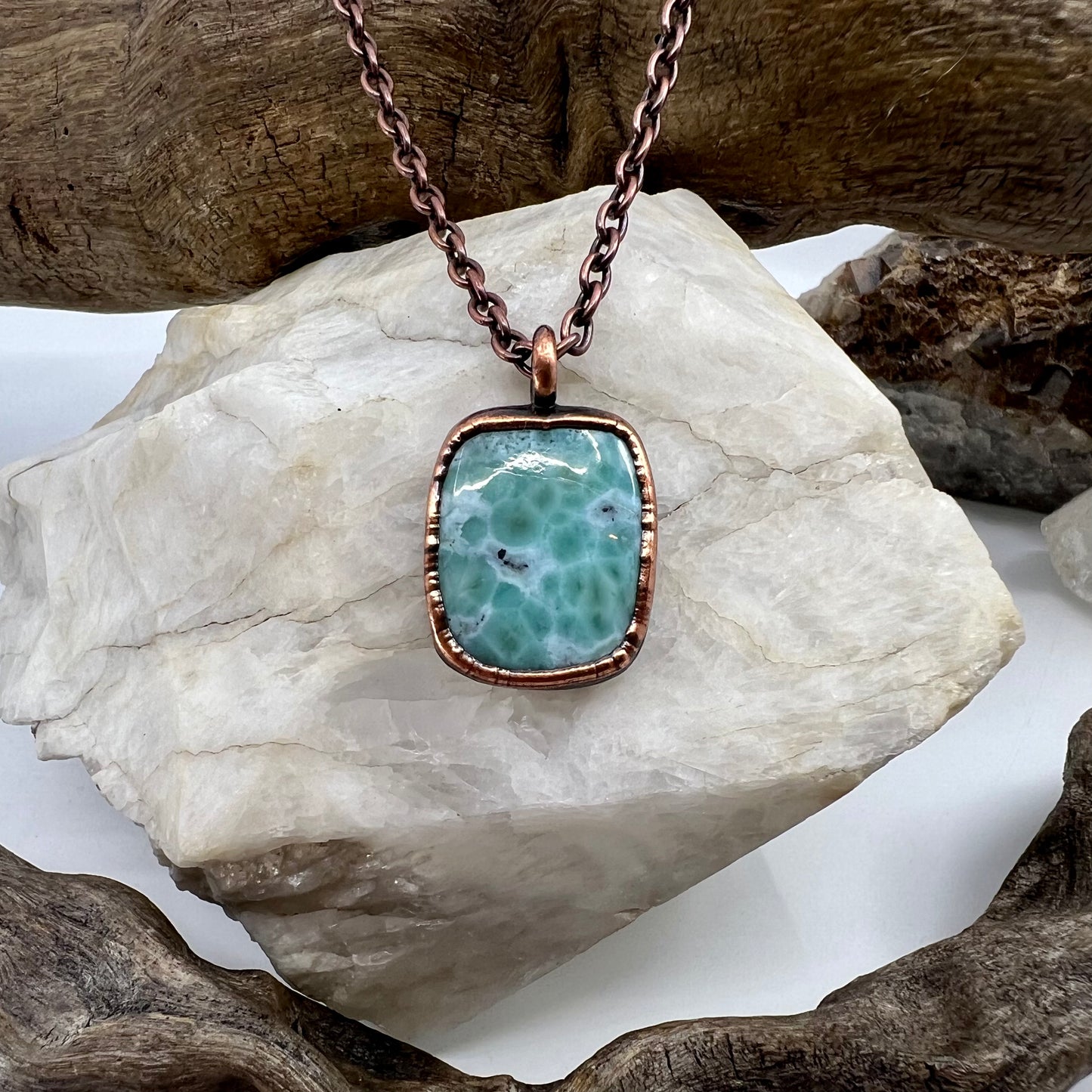 Larimar Necklace - Copper Electroformed