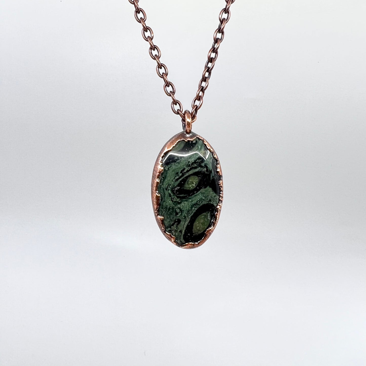 Kambaba Jasper Necklace -- Copper Electroformed