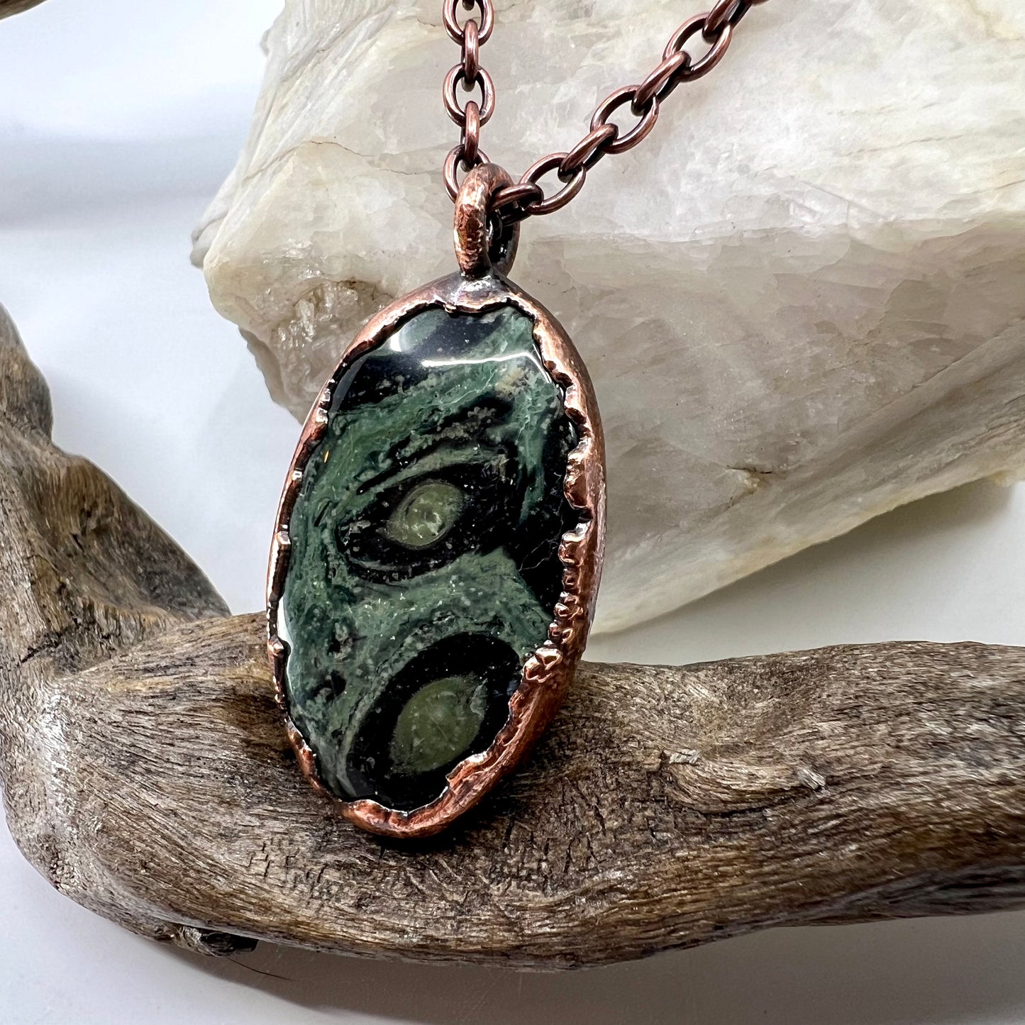 Kambaba Jasper Necklace -- Copper Electroformed