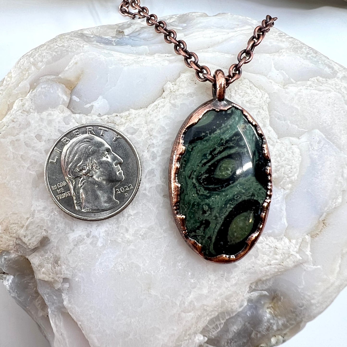 Kambaba Jasper Necklace -- Copper Electroformed