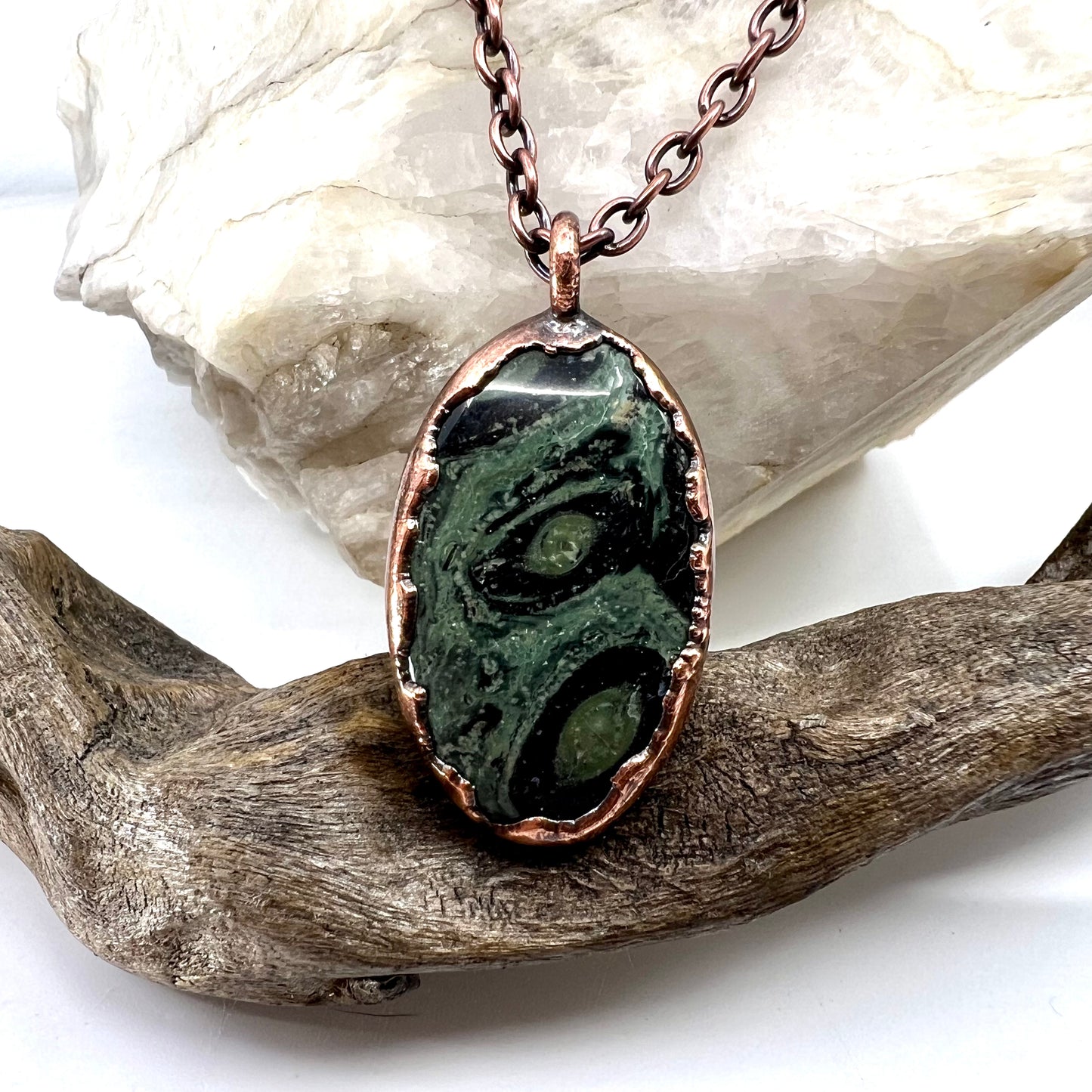 Kambaba Jasper Necklace -- Copper Electroformed