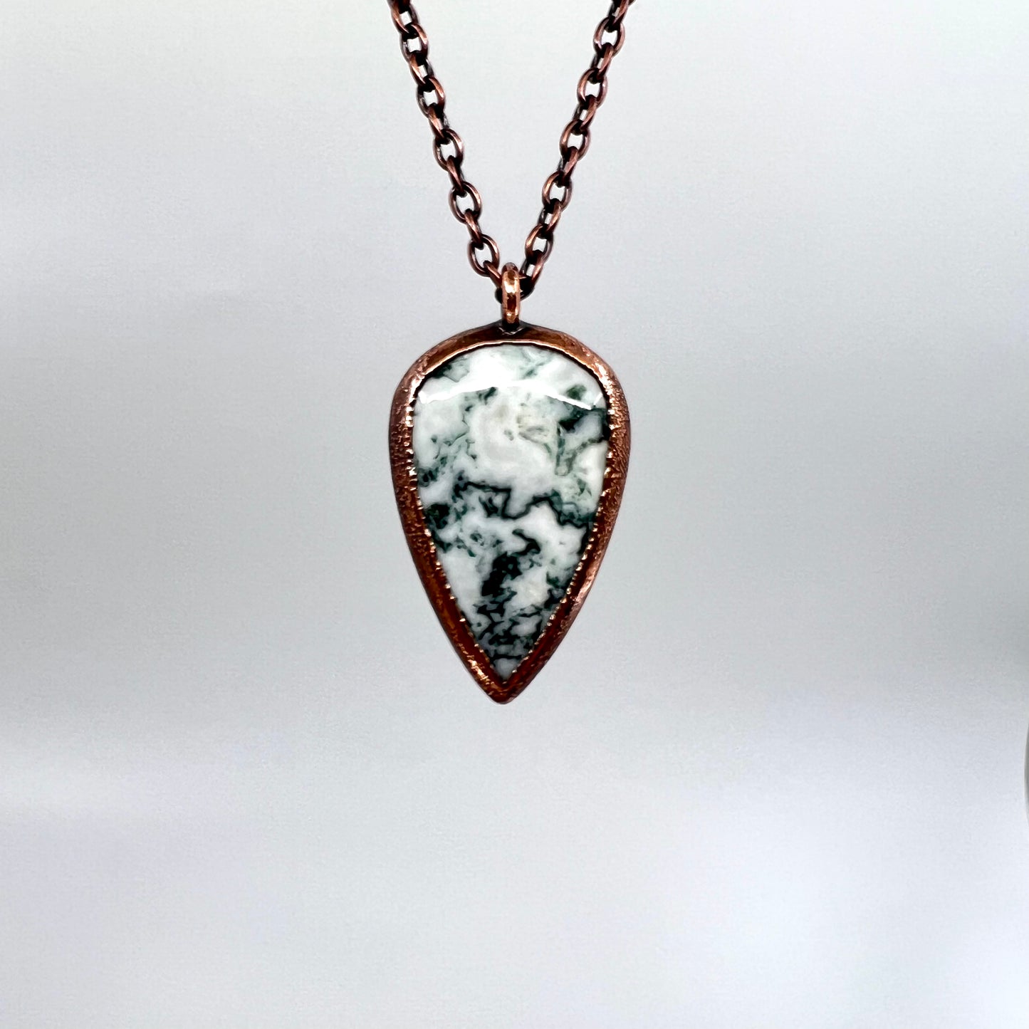 Moss Agate Necklace -- Copper Electroformed