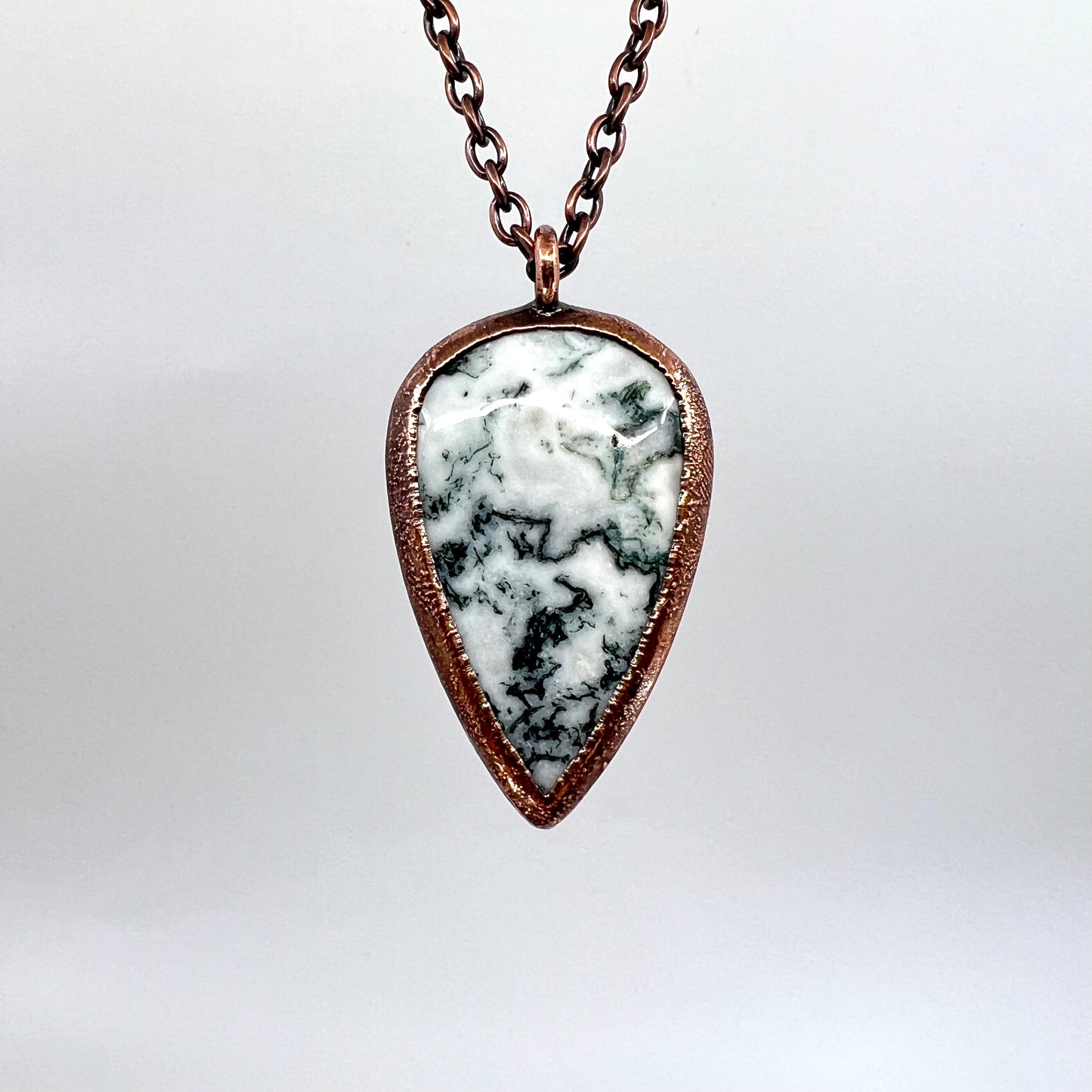 Moss Agate Necklace -- Copper Electroformed