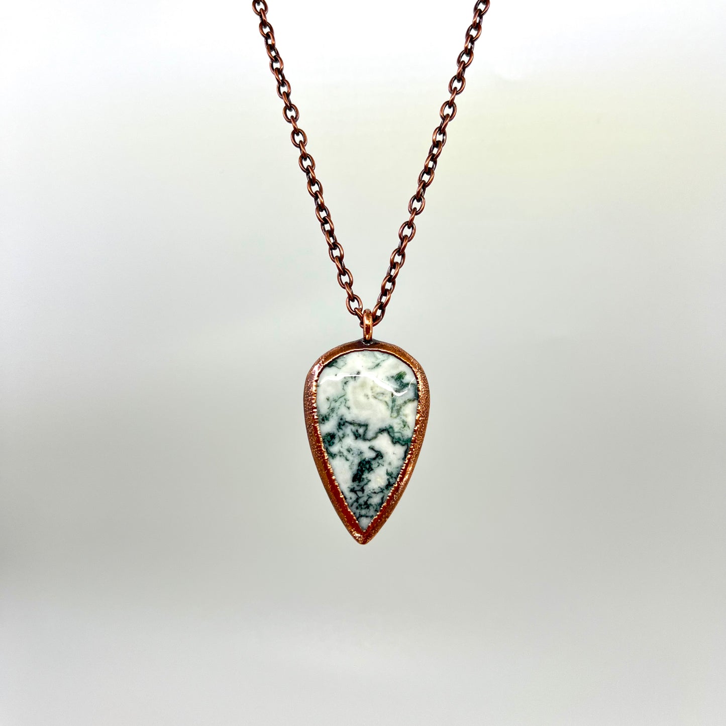 Moss Agate Necklace -- Copper Electroformed