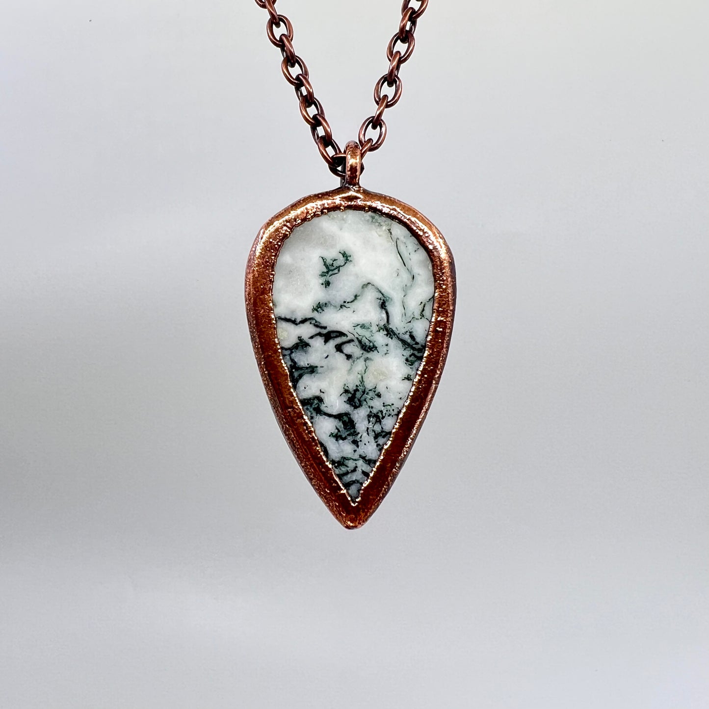 Moss Agate Necklace -- Copper Electroformed