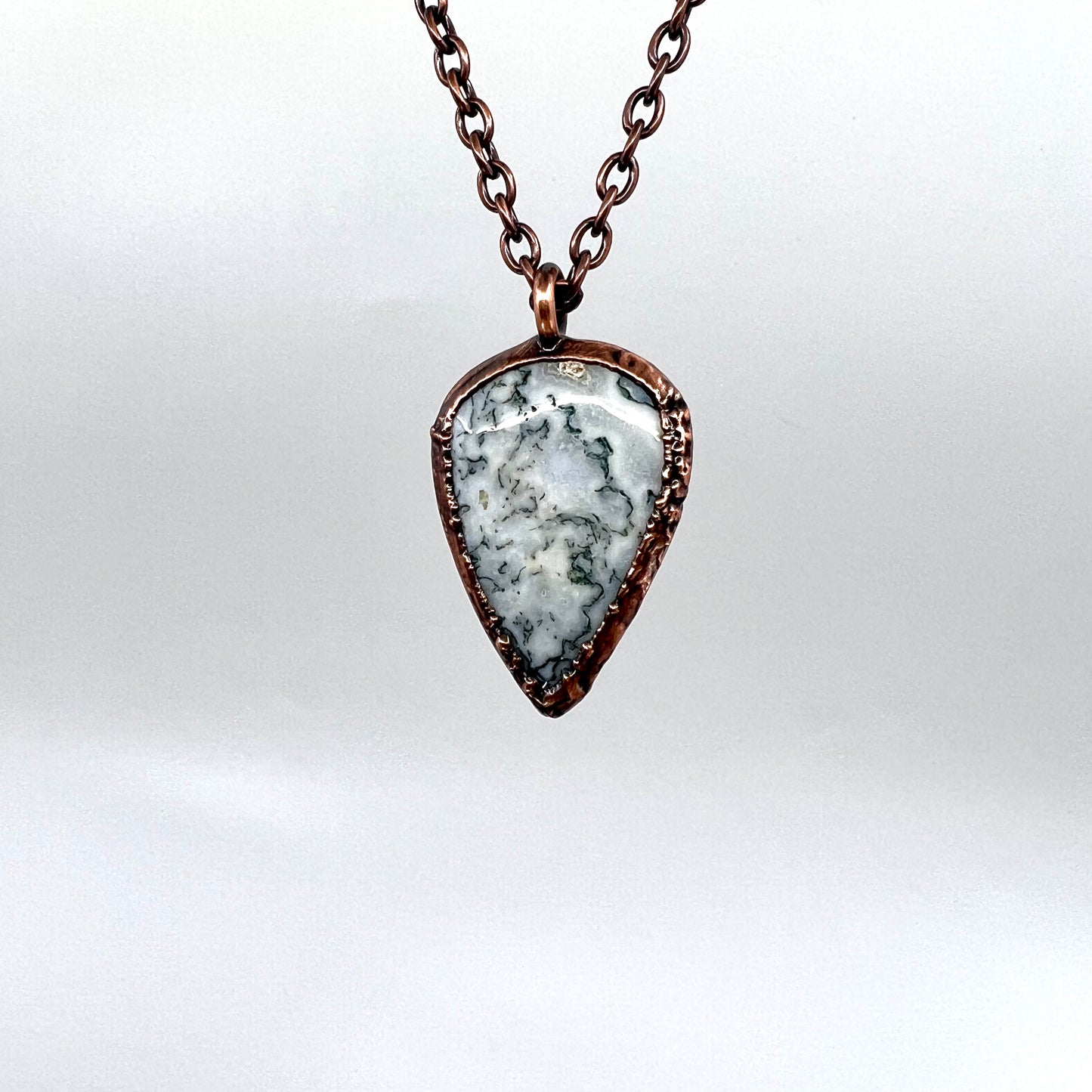 Moss Agate Necklace -- Copper Electroformed