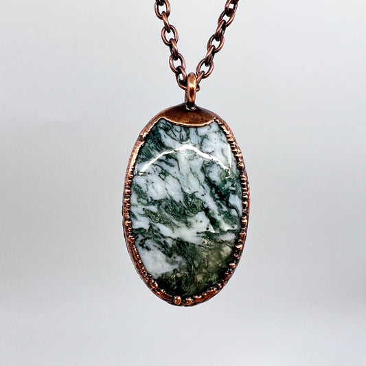 Moss Agate Necklace - "B" Quality - Copper Electroformed