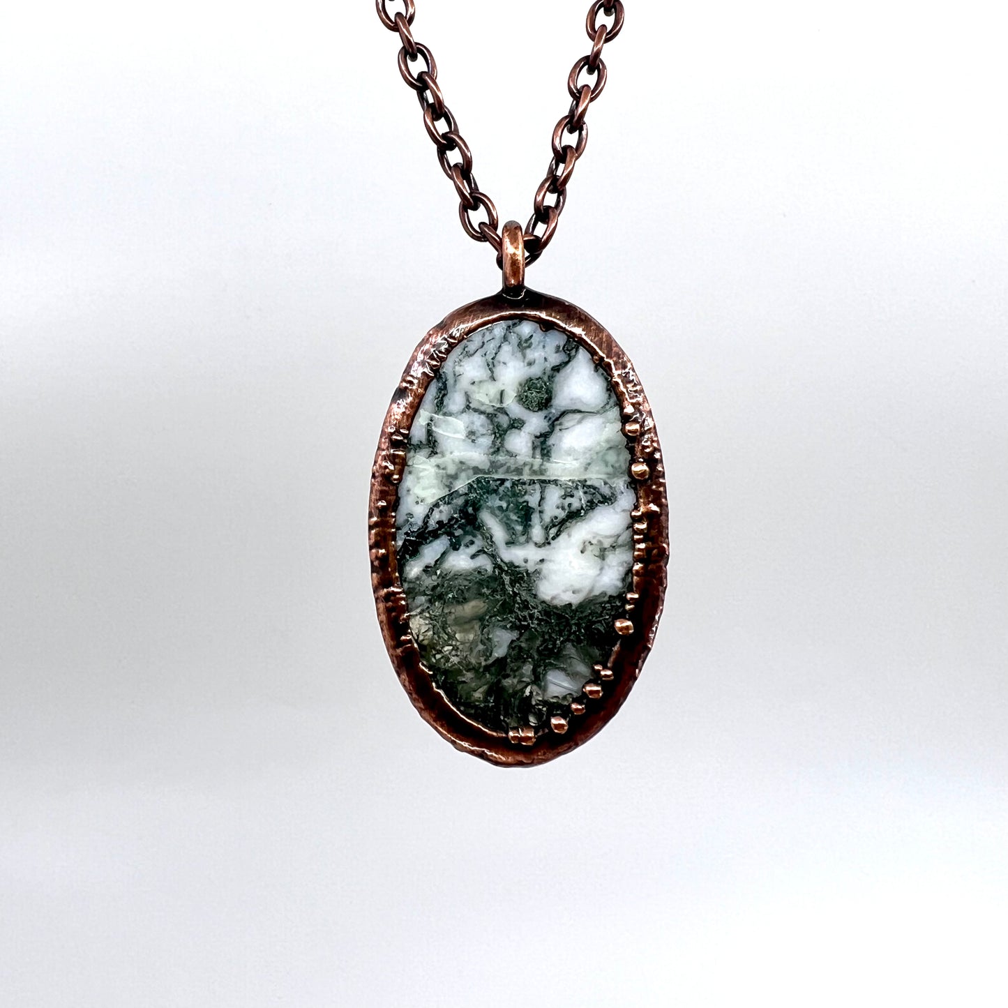 Moss Agate Necklace - "B" Quality - Copper Electroformed