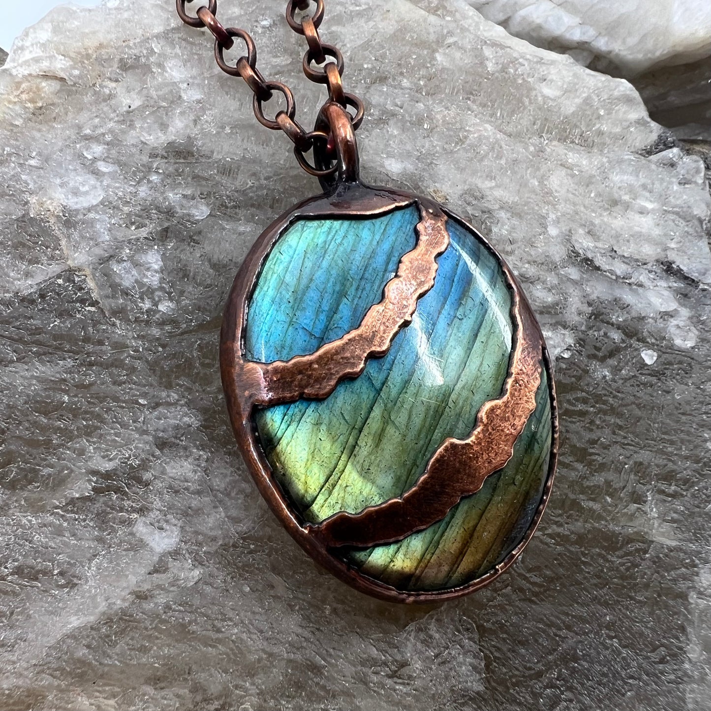 Labradorite Necklace - Copper Electroformed