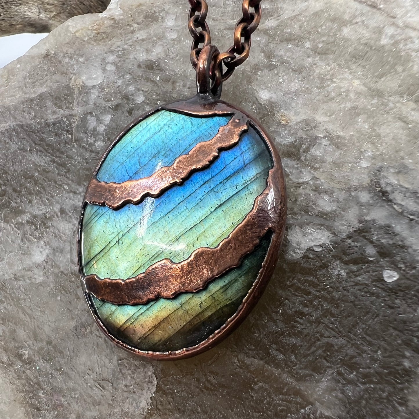 Labradorite Necklace - Copper Electroformed