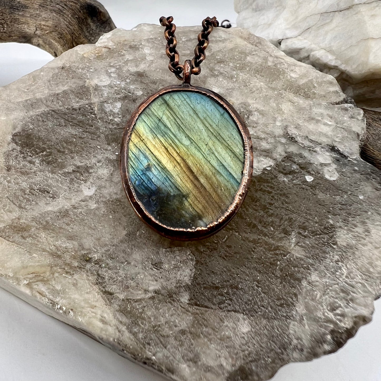 Labradorite Necklace - Copper Electroformed