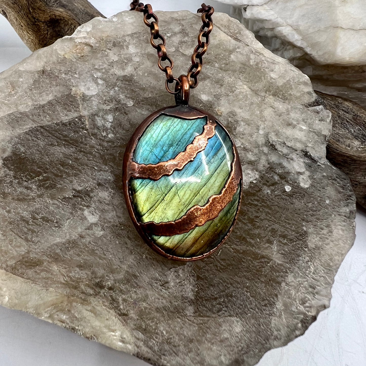 Labradorite Necklace - Copper Electroformed