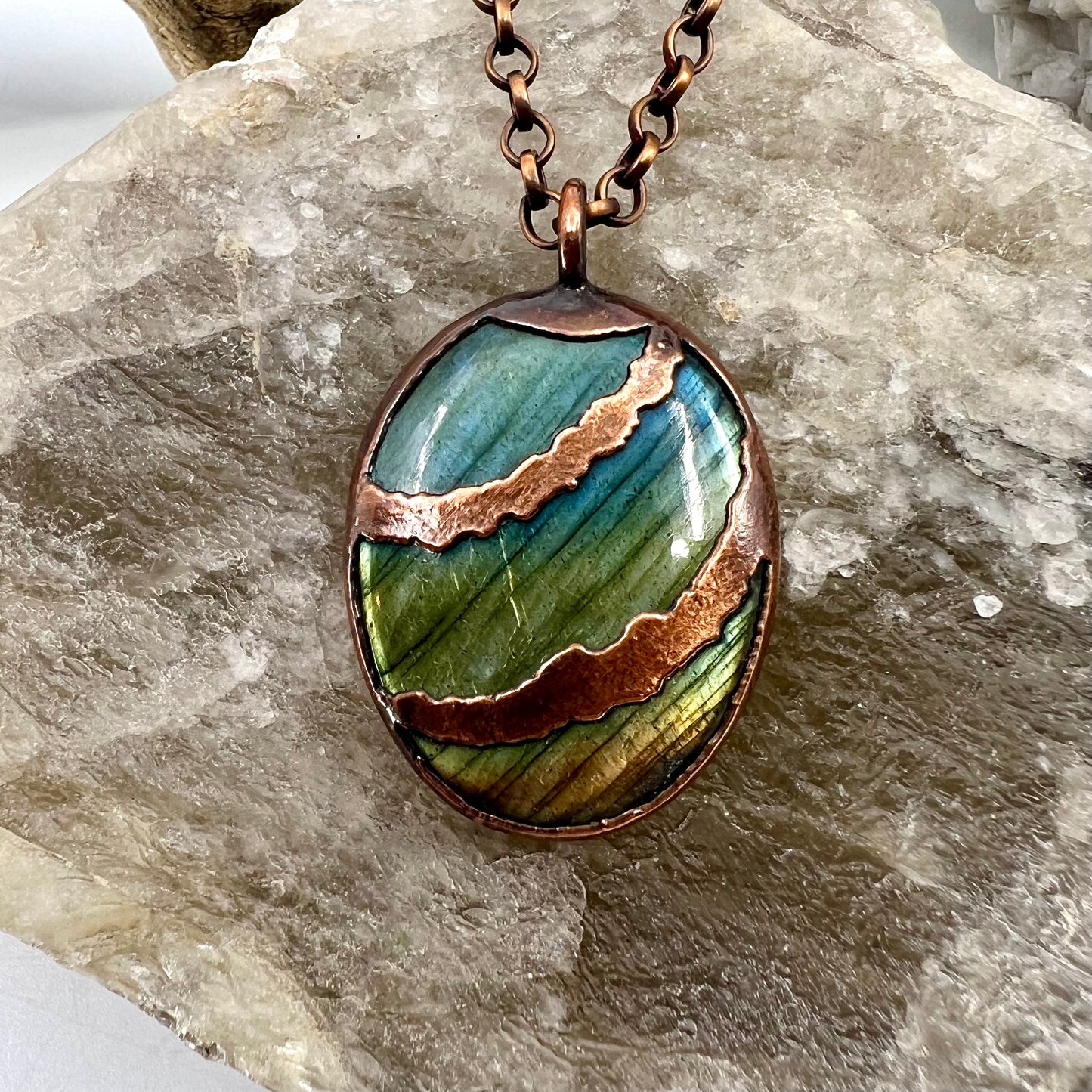 Labradorite Necklace - Copper Electroformed