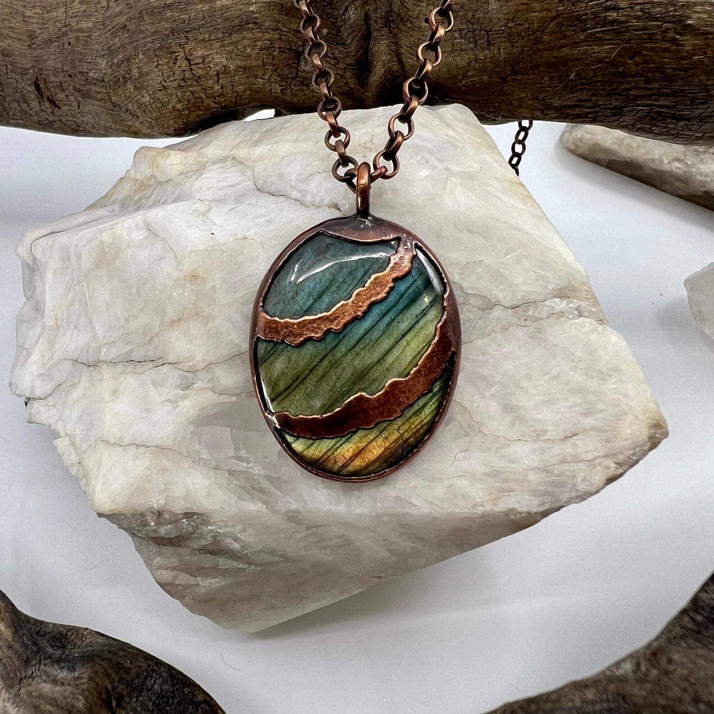 Labradorite Necklace - Copper Electroformed