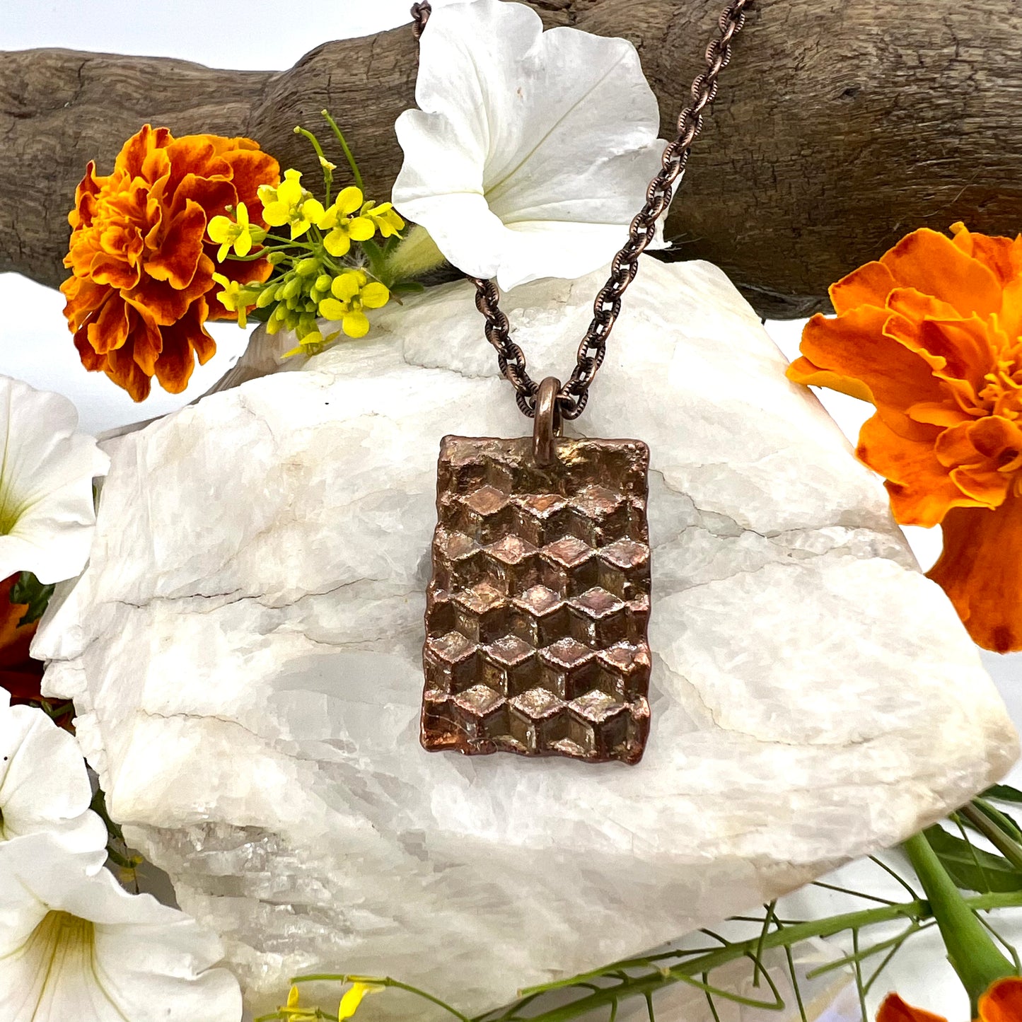 Real Honeycomb Necklace - Copper Electroformed