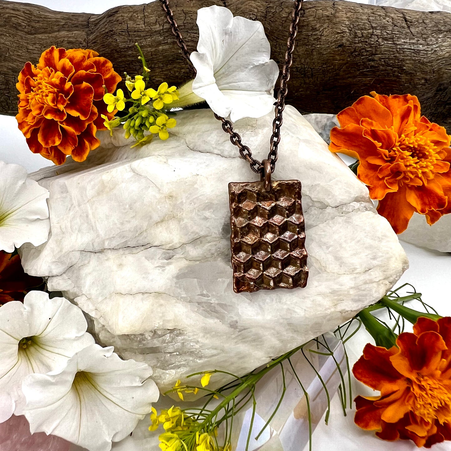 Real Honeycomb Necklace - Copper Electroformed