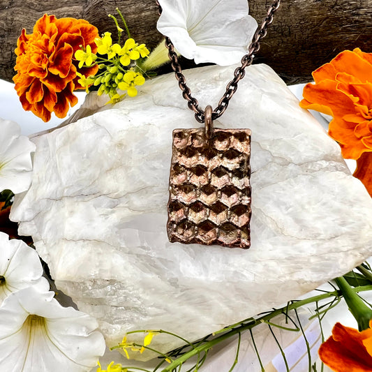 Real Honeycomb Necklace - Copper Electroformed