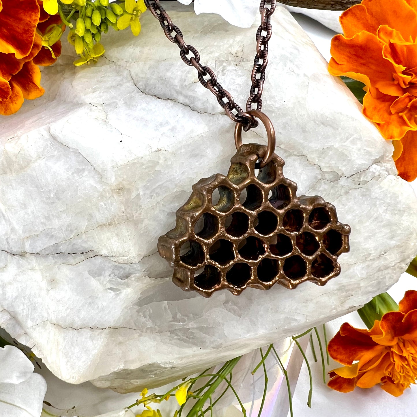 Real Honeycomb Necklace - Copper Electroformed