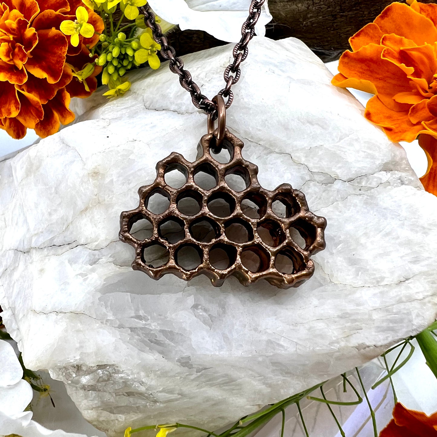 Real Honeycomb Necklace - Copper Electroformed