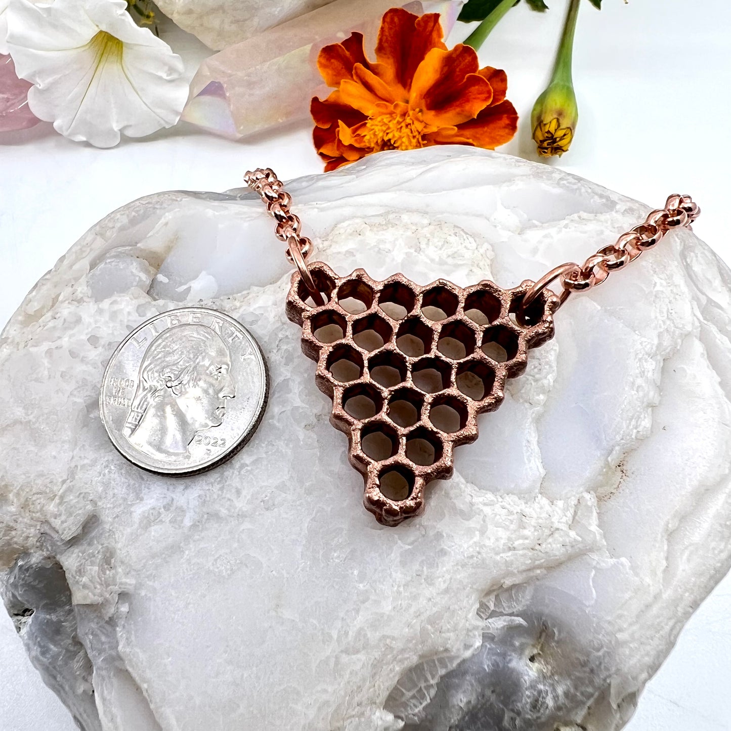 Real Honeycomb Necklace - Copper Electroformed